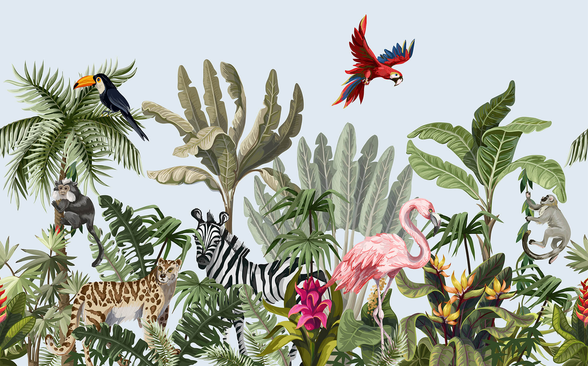 Majestic Safari & Jungle Animals Panoramic Wallpaper Mural