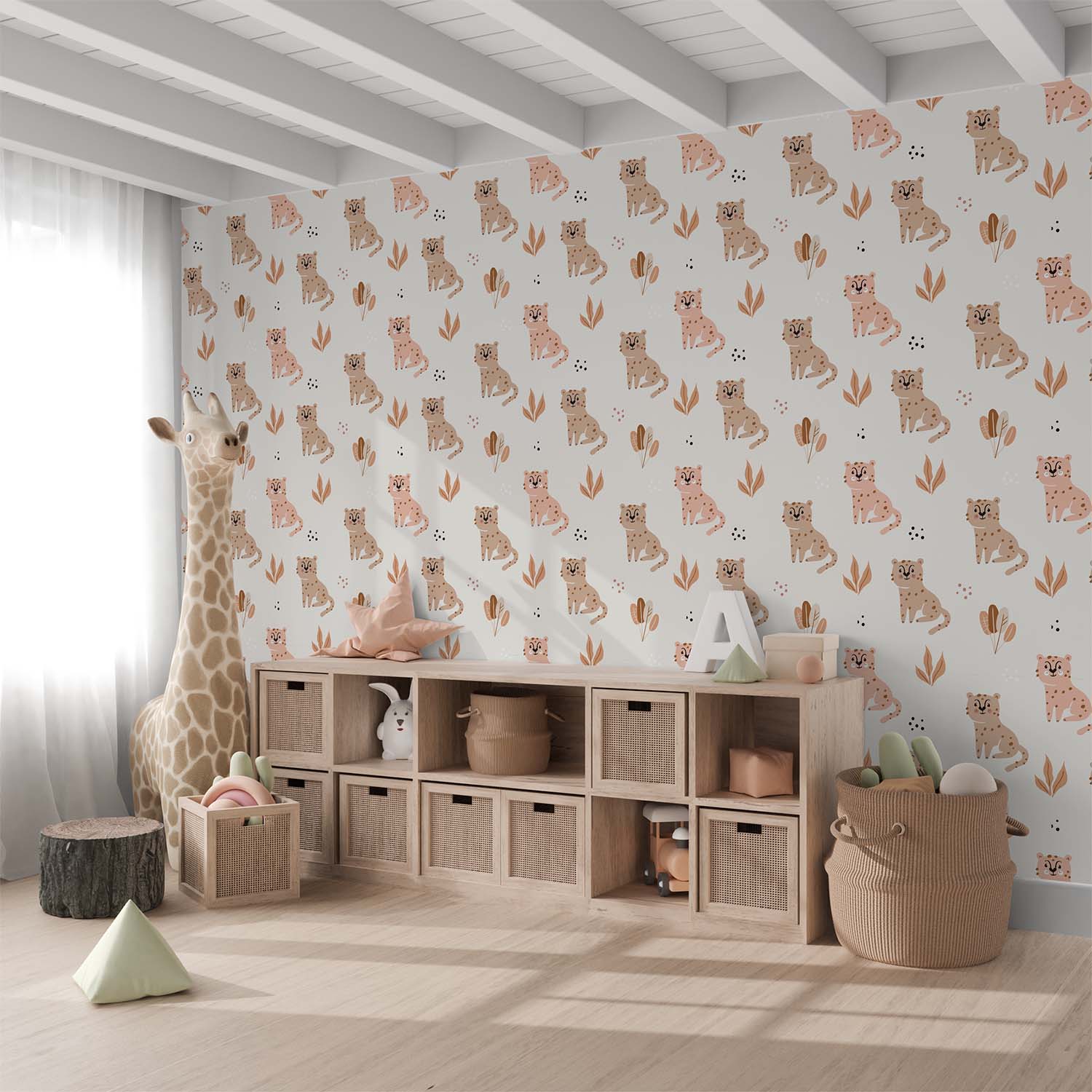 Cartoon Cute Leopards Seamless Wallpaper