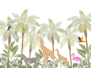 Cartoon Zebra and Giraffes Adventure Wallpaper Mural