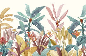 Colorful Vibrant Rainforest Plants Wallpaper Mural
