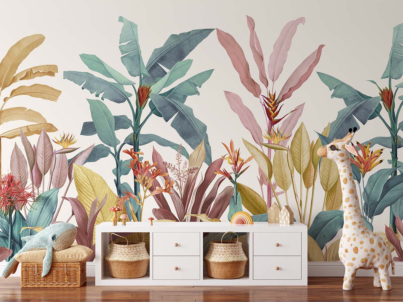 Colorful Vibrant Rainforest Plants Wallpaper Mural