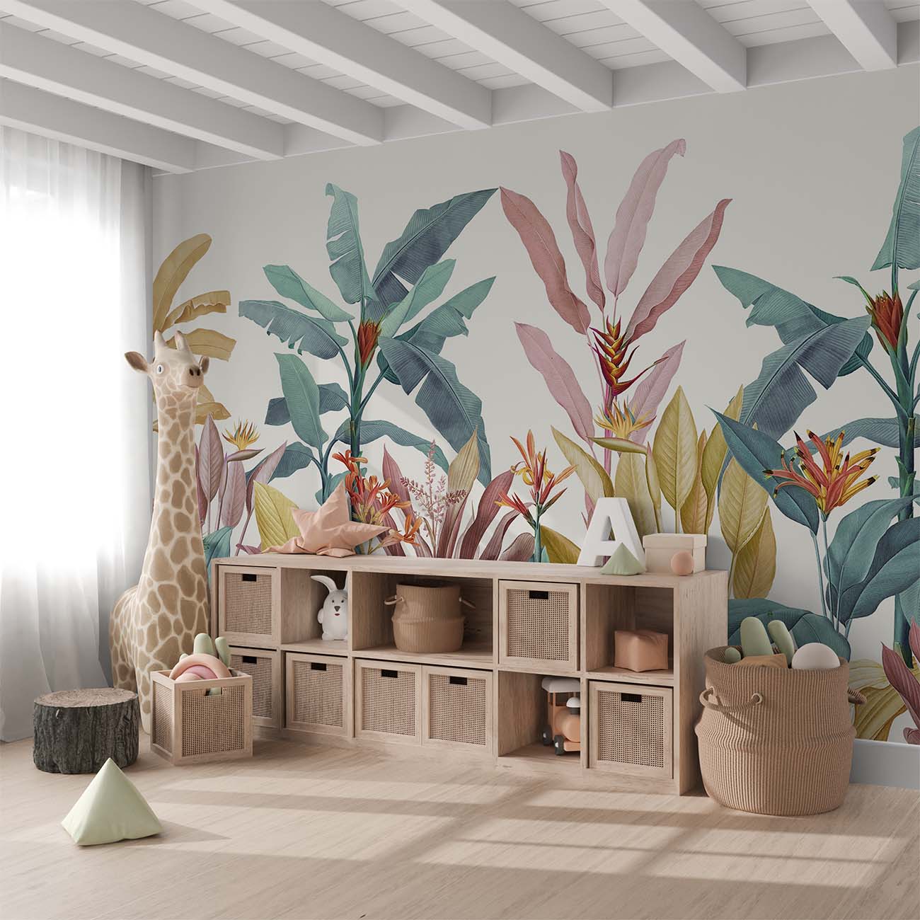 Colorful Vibrant Rainforest Plants Wallpaper Mural