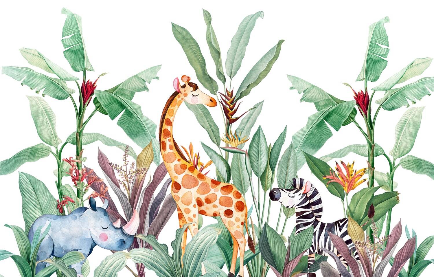 Cute Fairy Animals Cartoon Wallpaper Mural