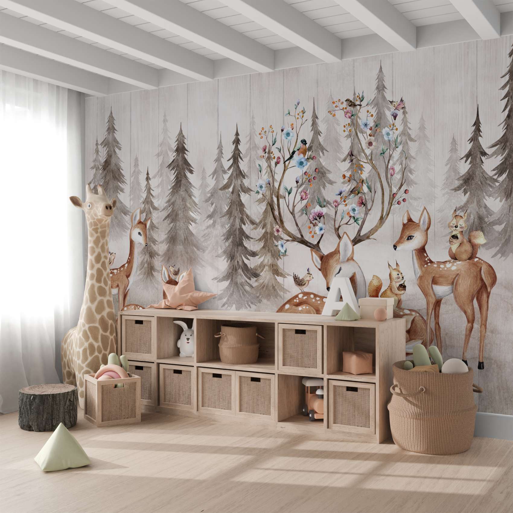 Enchanting Deer Forest Kids Room Wall Mural Wallpaper