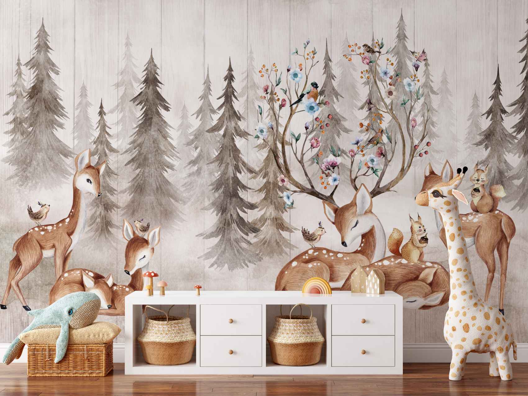 Enchanting Deer Forest Kids Room Wall Mural Wallpaper