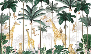 Fabulous Giraffe in Tropical Forest Wallpaper Mural