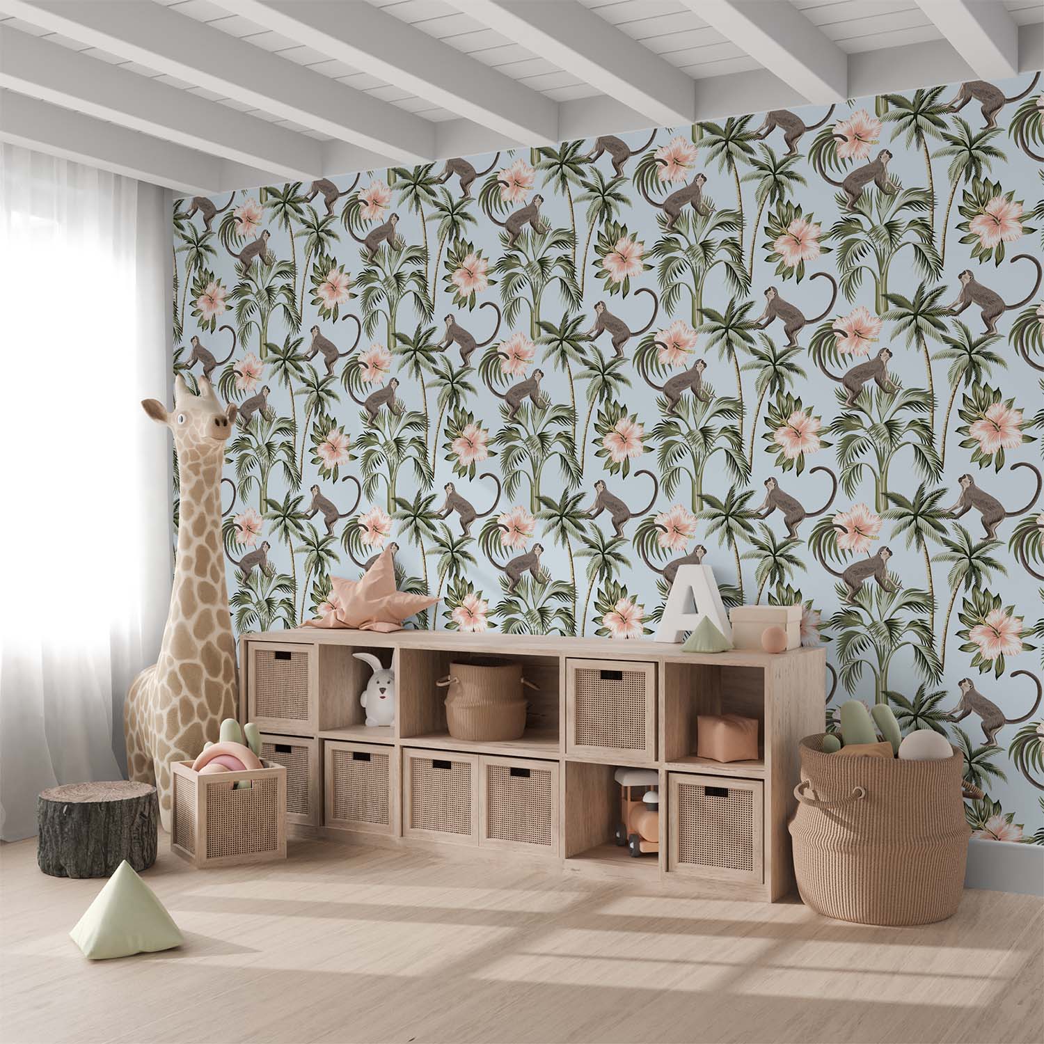 Flower Monkeys Jungle Seamless Wallpaper