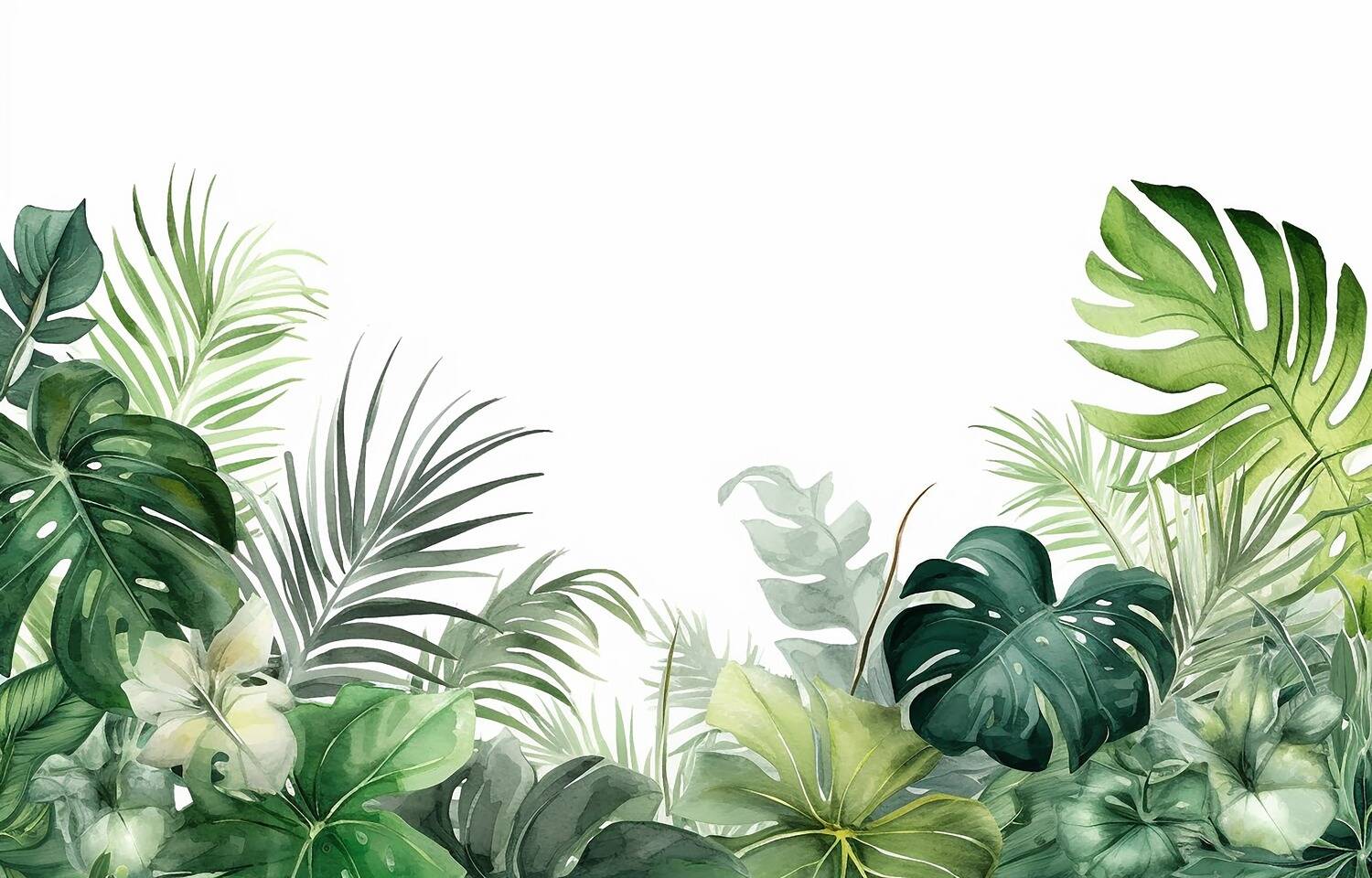 Green Jungle Plants Background Wallpaper Mural 2