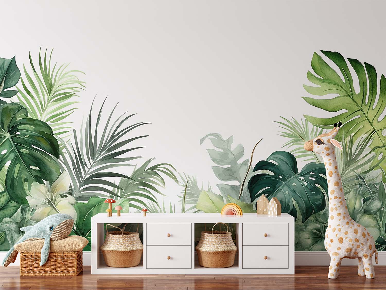 Green Jungle Plants Background Wallpaper Mural 2