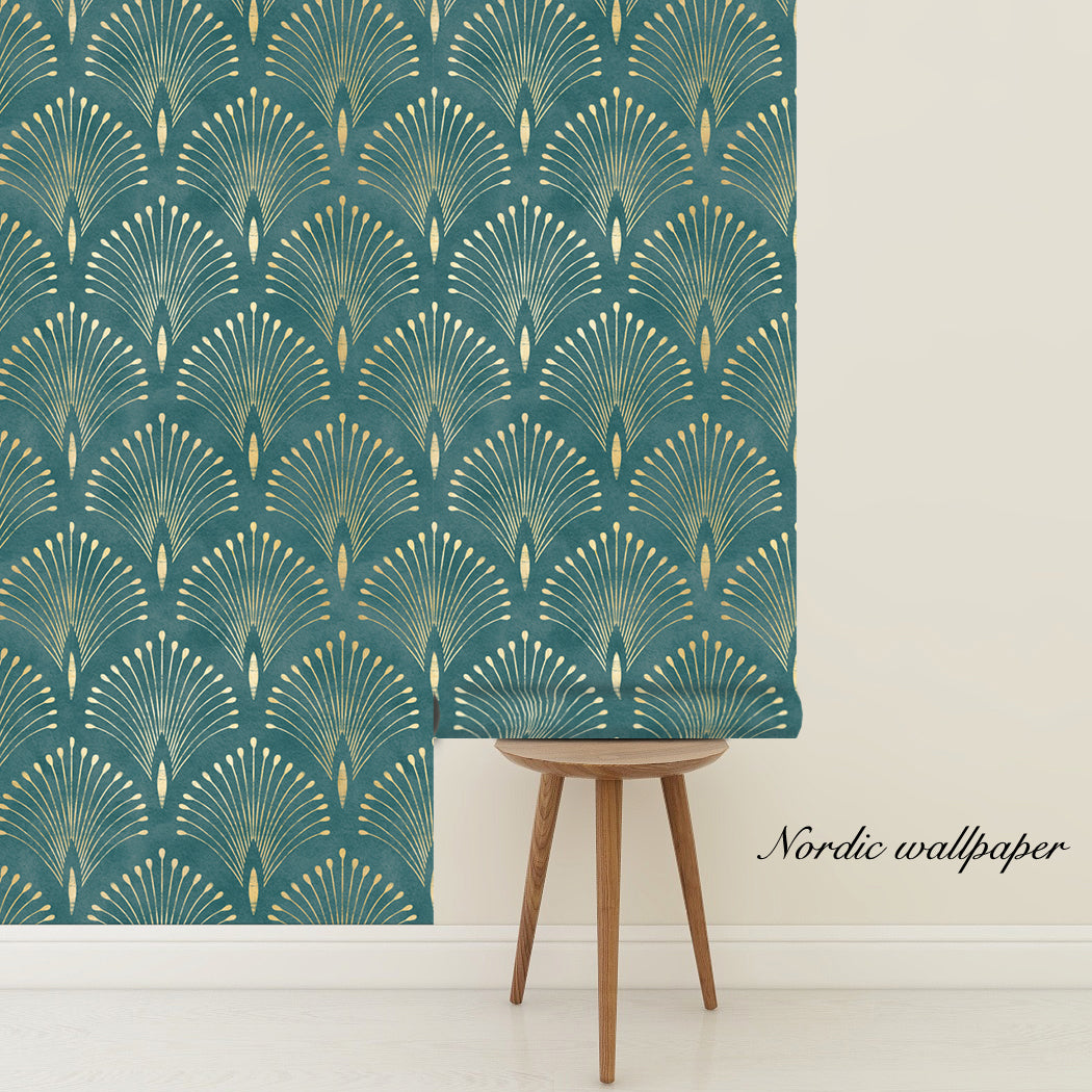 Geometric Bloom Green Self-Adhesive Wallpaper
