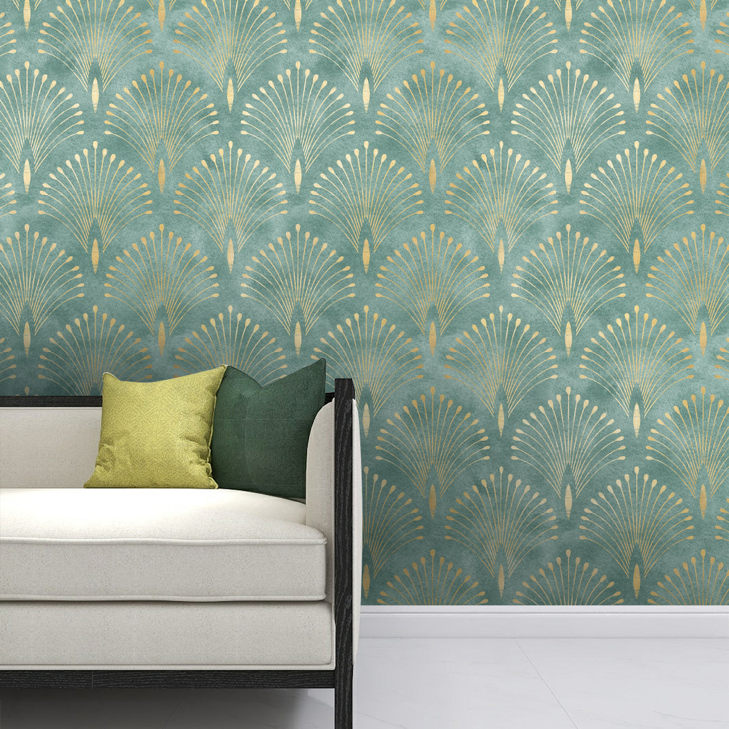 Geometric Bloom Green Self-Adhesive Wallpaper