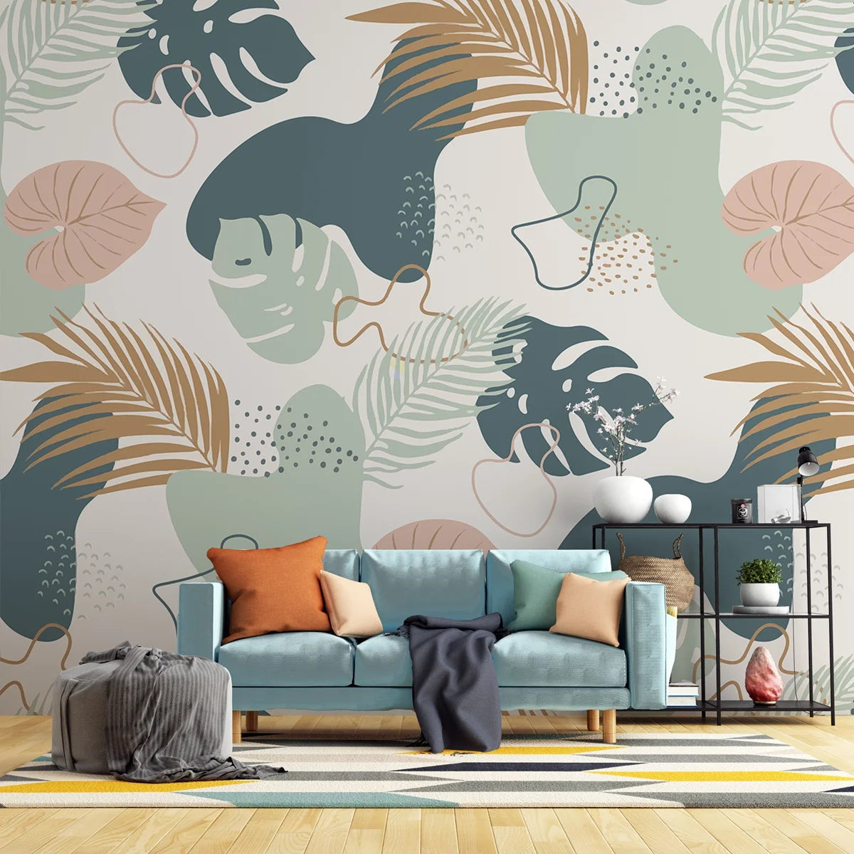 Abstract Tropical Leaf Collage Seamless Wallpaper