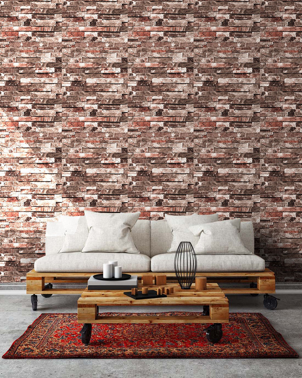 Stones And Bricks Imitation Peel and Stick Wallpaper