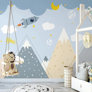 Rocket Adventure Space Kids Room Wall Mural Wallpaper