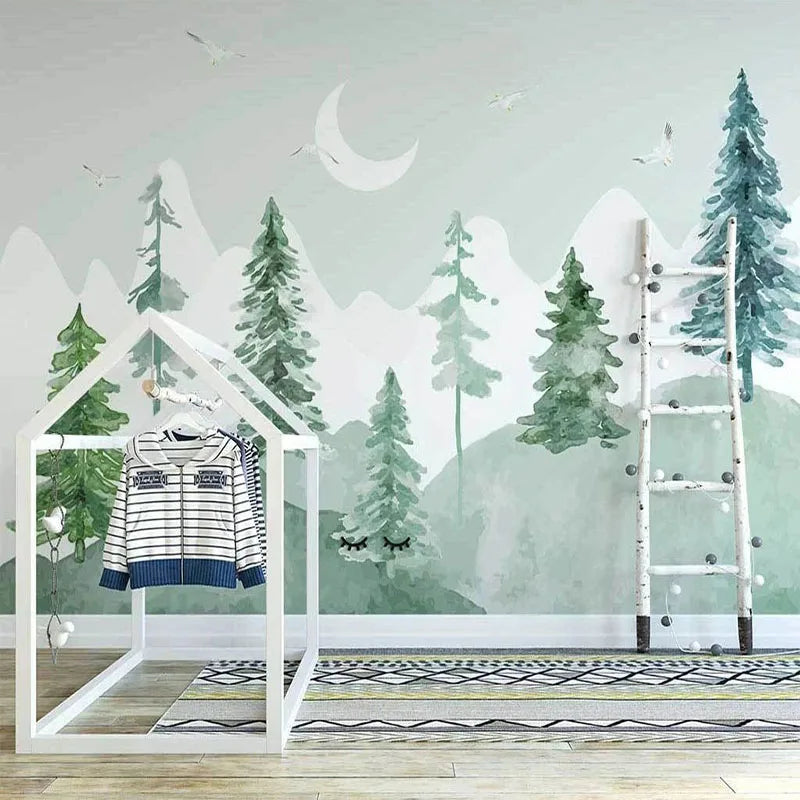 Nordic Forest Mountains Kids Wall Mural Wallpaper