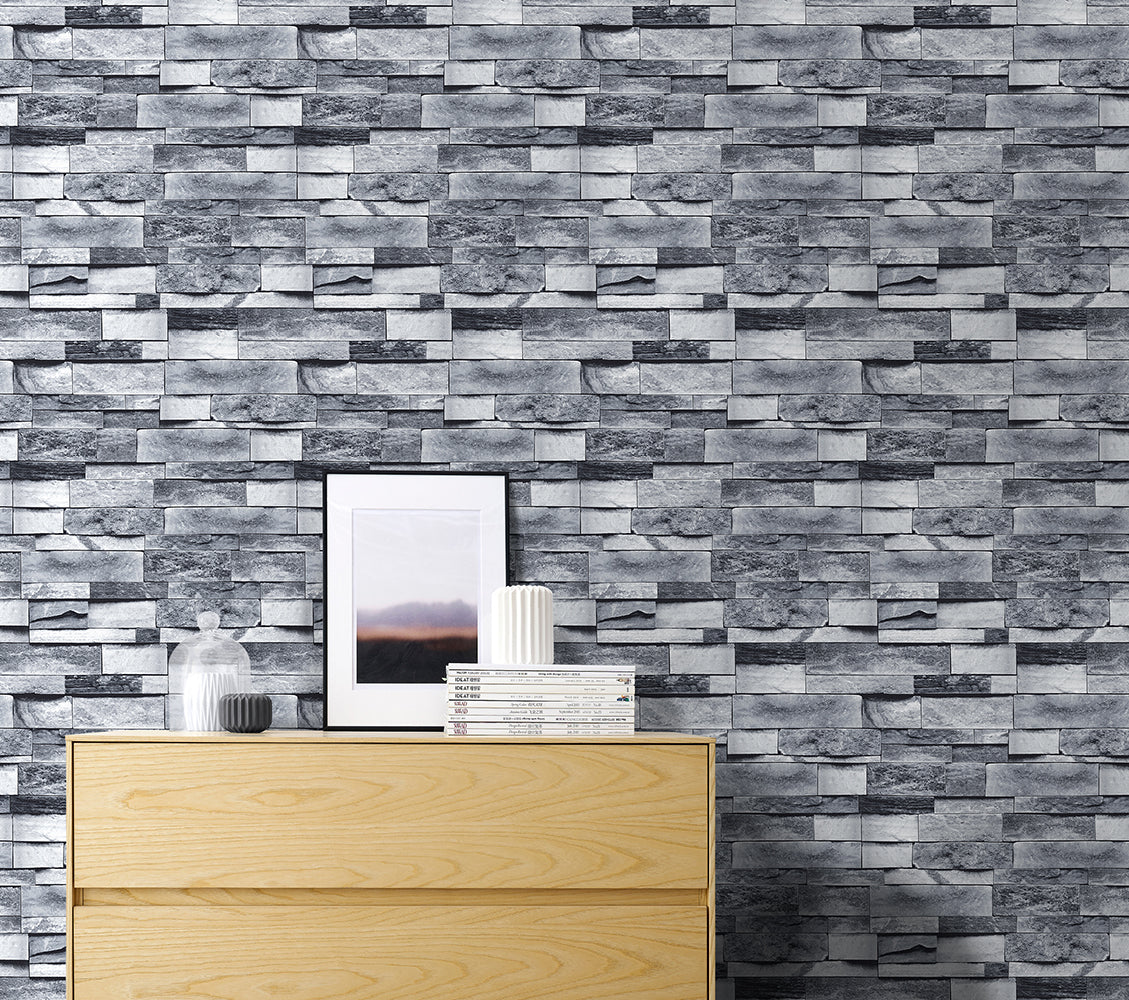 Stones And Bricks Imitation Peel and Stick Wallpaper