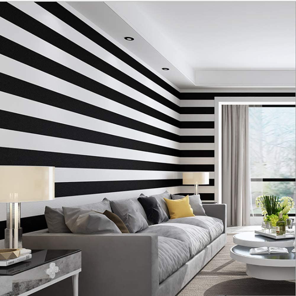 Black And White Straight Stripes Peel and Stick Wallpaper