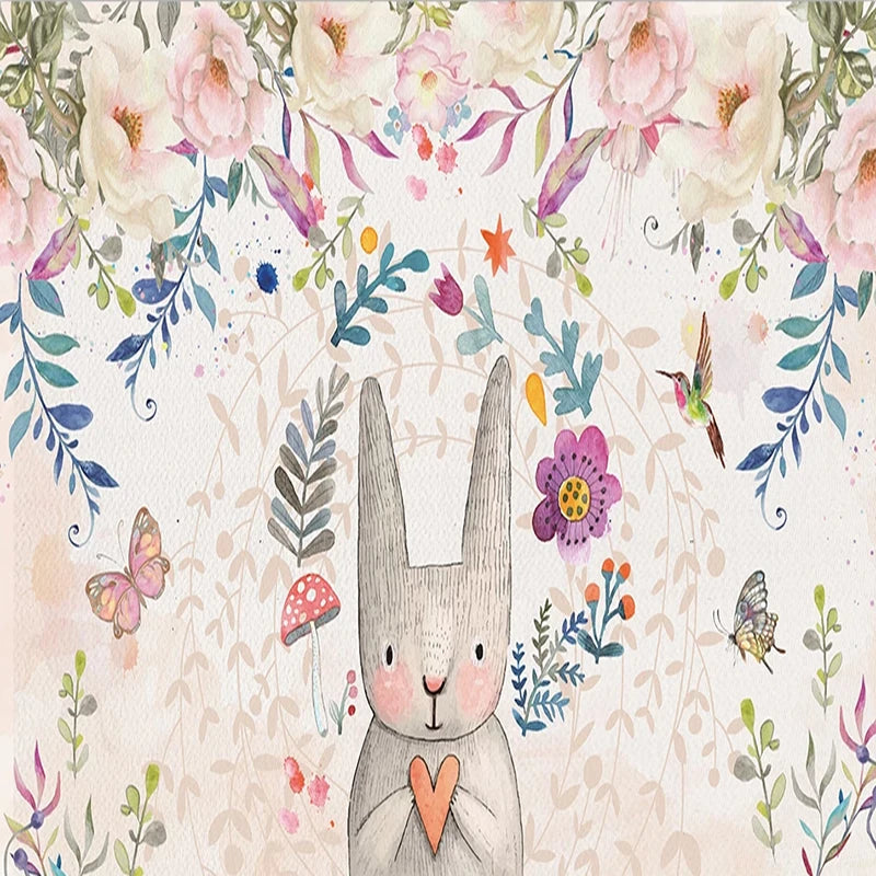 Floral Rabbit Garden Nursery Wall Mural Wallpaper
