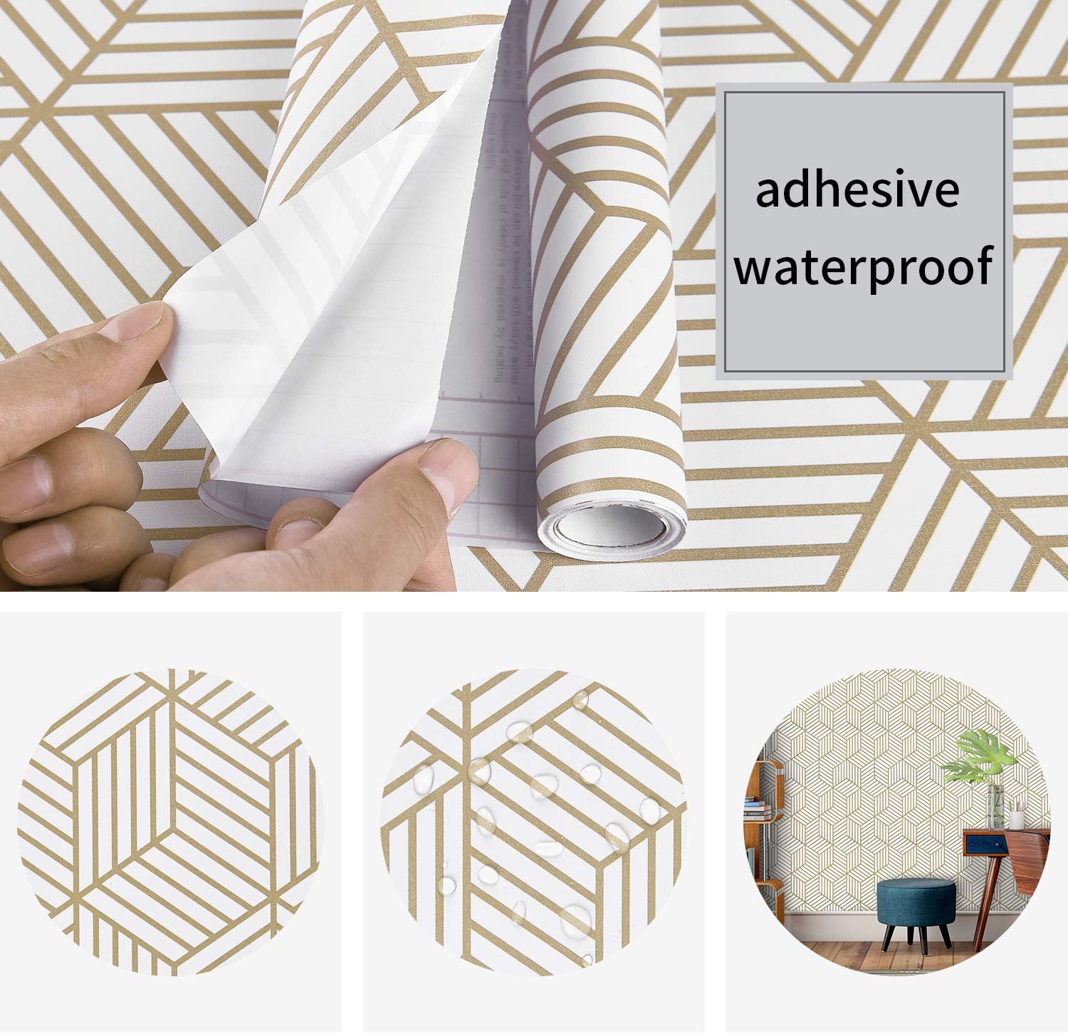 Geometric Hexagon Self-Adhesive Wallpaper