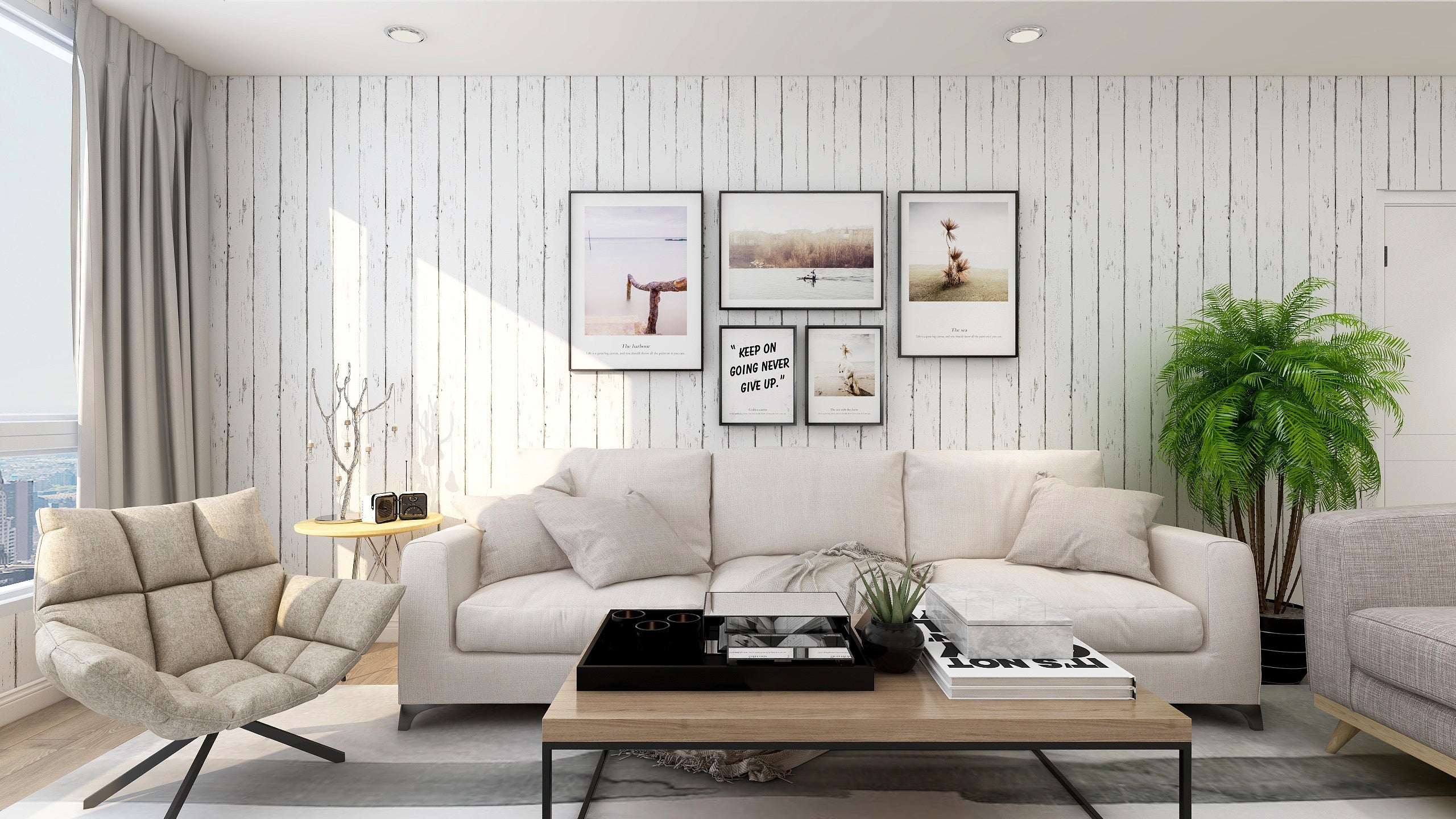 White Wood Planks Self-Adhesive Wallpaper