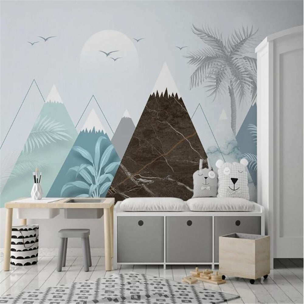 Nordic Mountains And Plants Wallpaper Mural