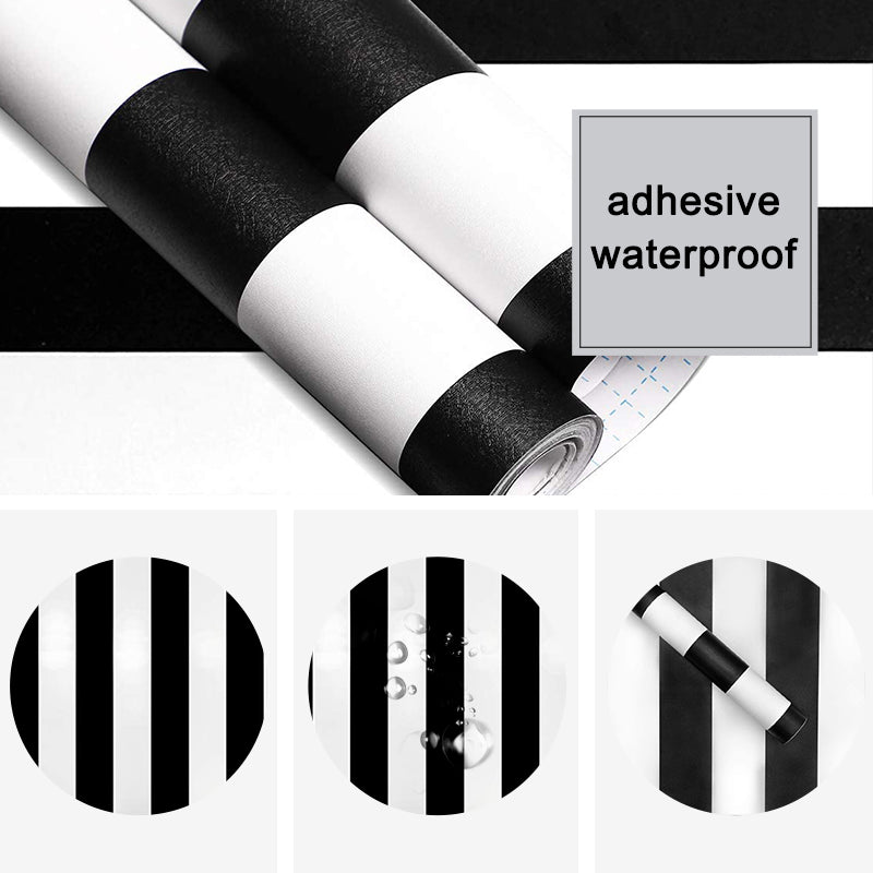 Black And White Straight Stripes Peel and Stick Wallpaper