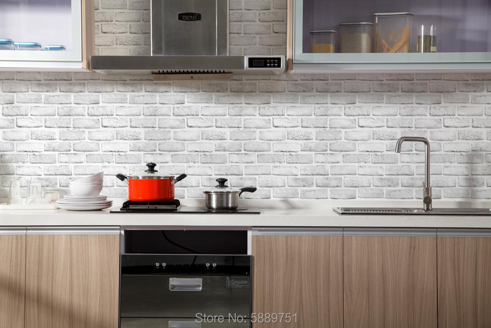 White/Grey Brick Wall Self-Adhesive Wallpaper