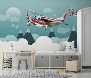 Colorful Planes And Mountains Wallpaper Mural