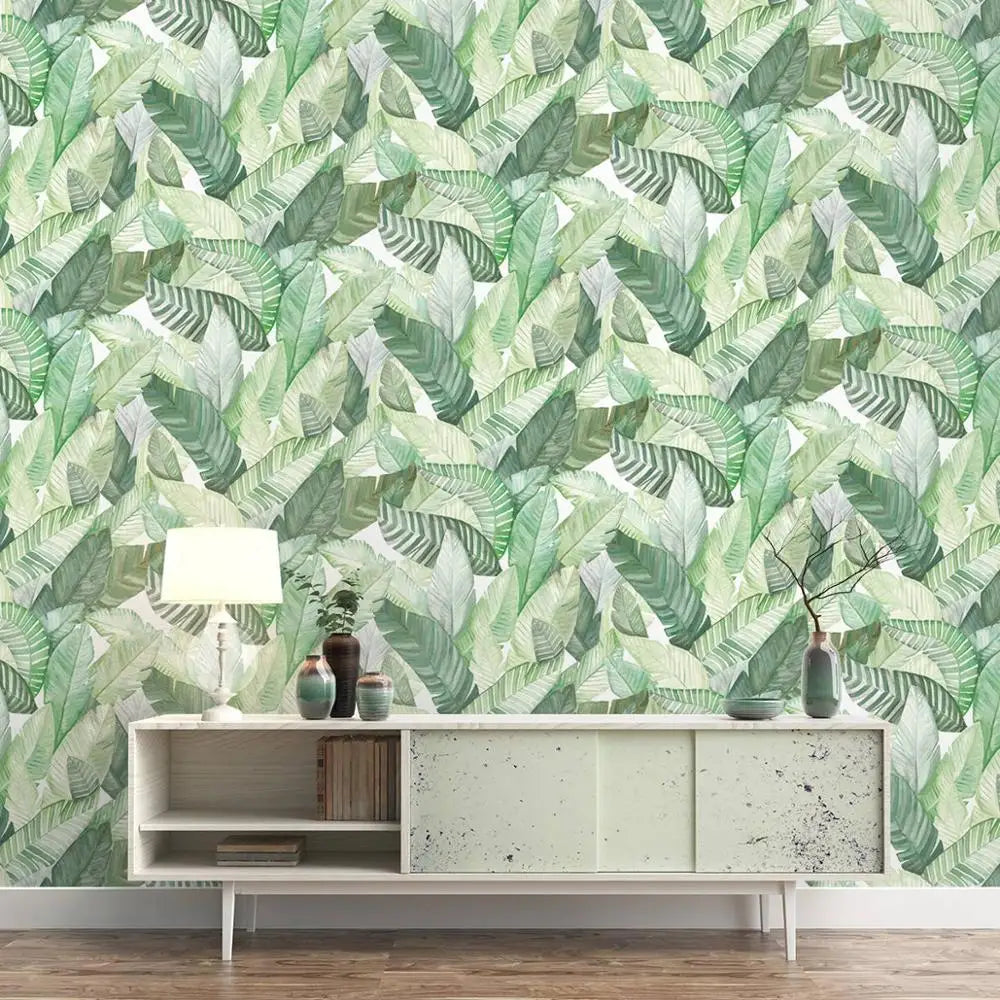 Tropical Banana Leaves Decor Wallpaper