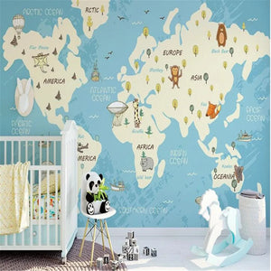 Nordic Hand-painted Cartoon Map Wallpaper Mural