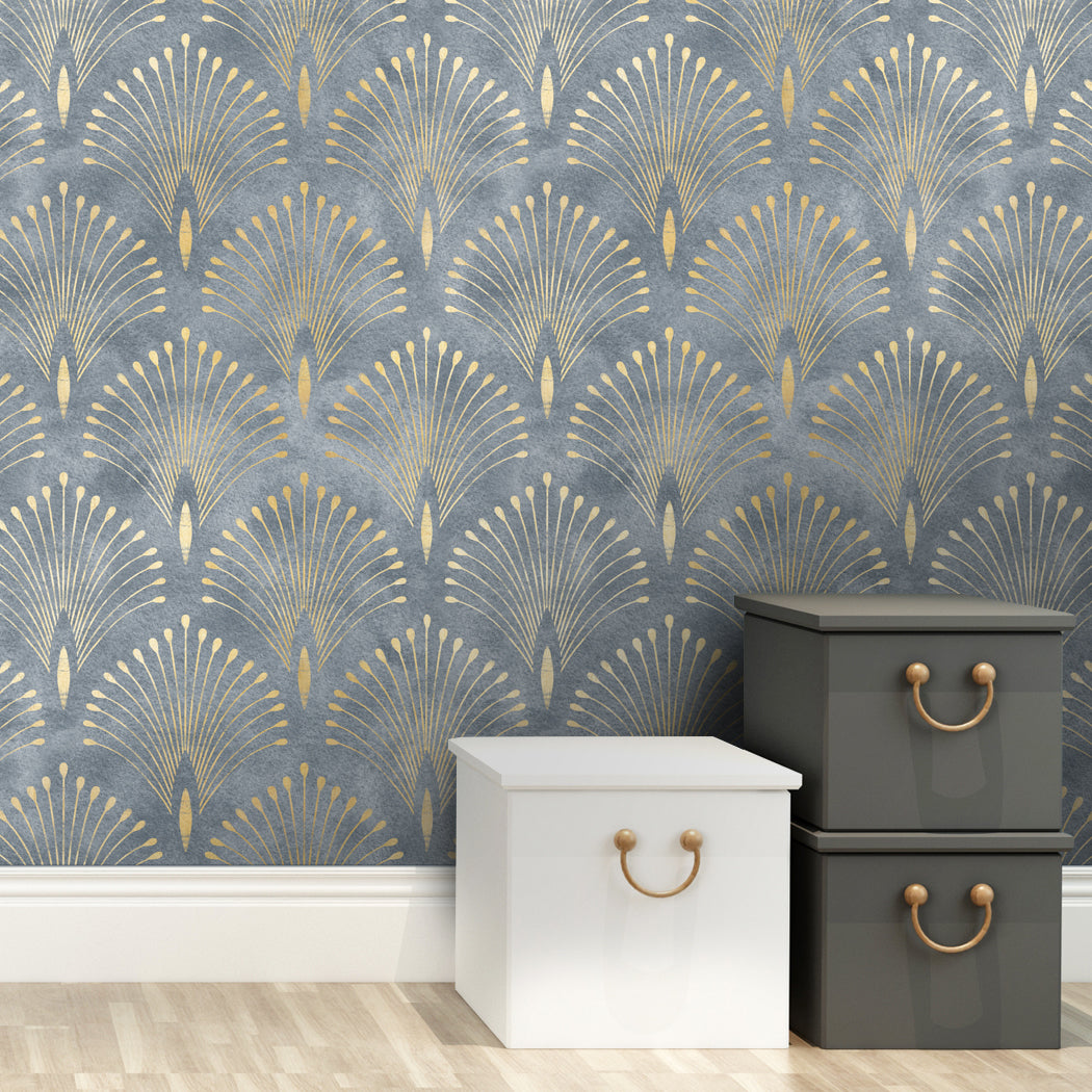 Geometric Bloom Green Self-Adhesive Wallpaper