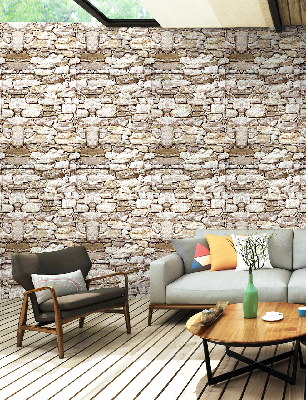 Stones And Bricks Imitation Peel and Stick Wallpaper