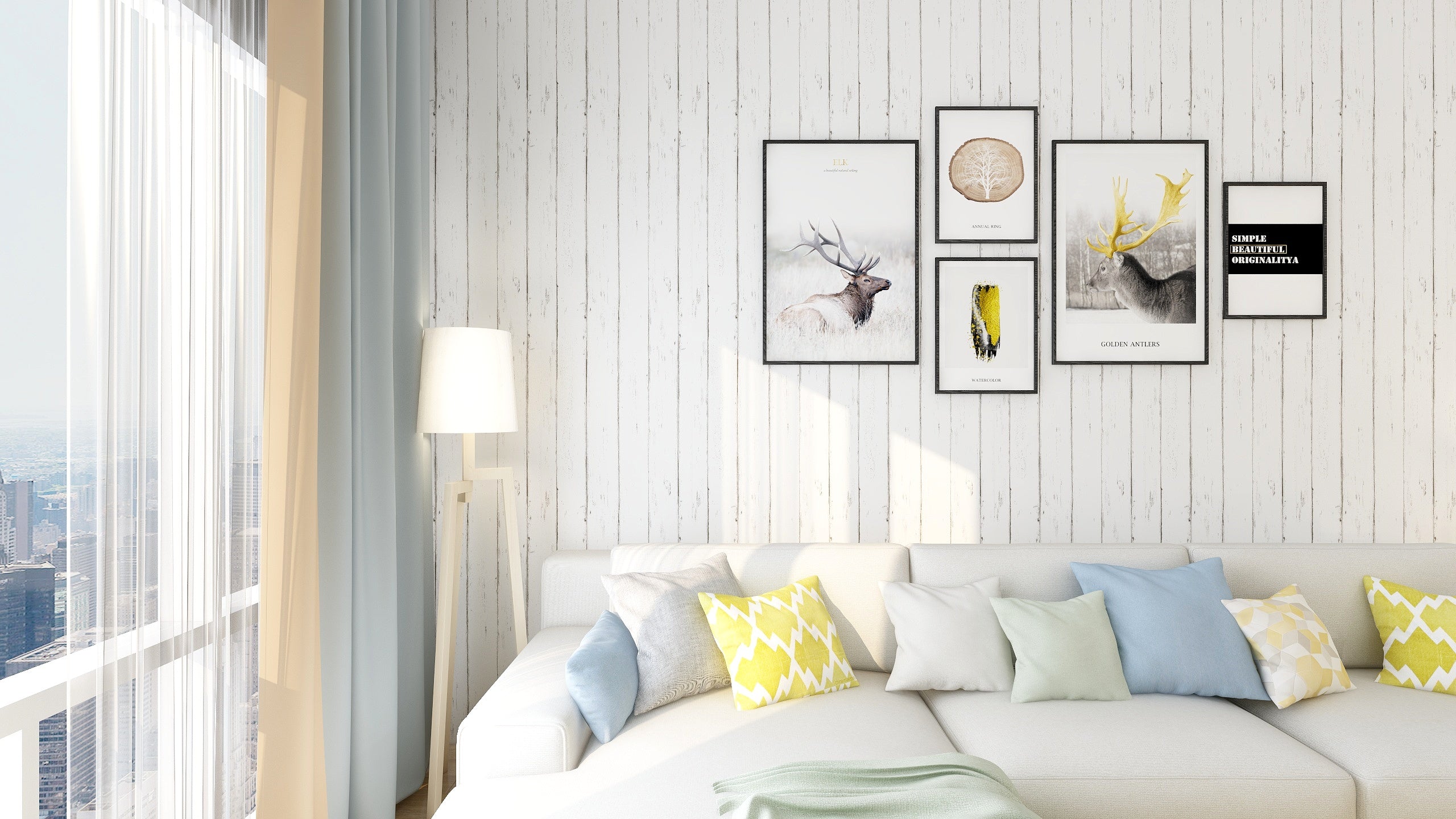 White Wood Planks Self-Adhesive Wallpaper