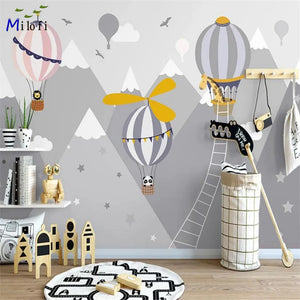 Hot Air Balloons and Gray Mountains Wallpaper Mural