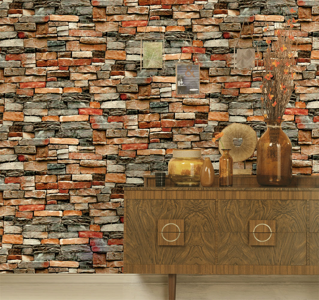 Stones And Bricks Imitation Peel and Stick Wallpaper