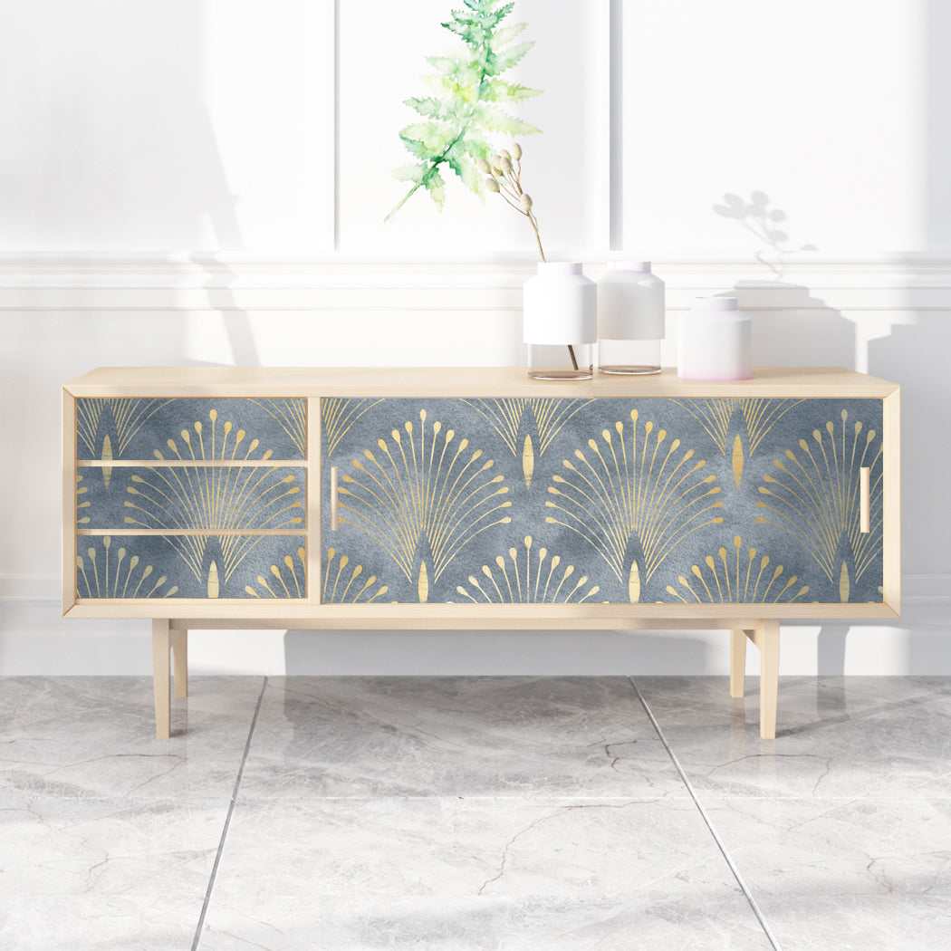 Geometric Bloom Green Self-Adhesive Wallpaper