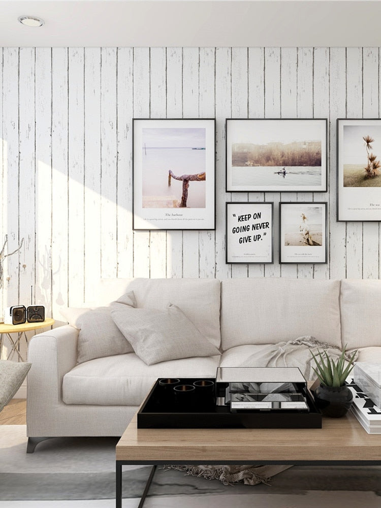 White Wood Planks Self-Adhesive Wallpaper