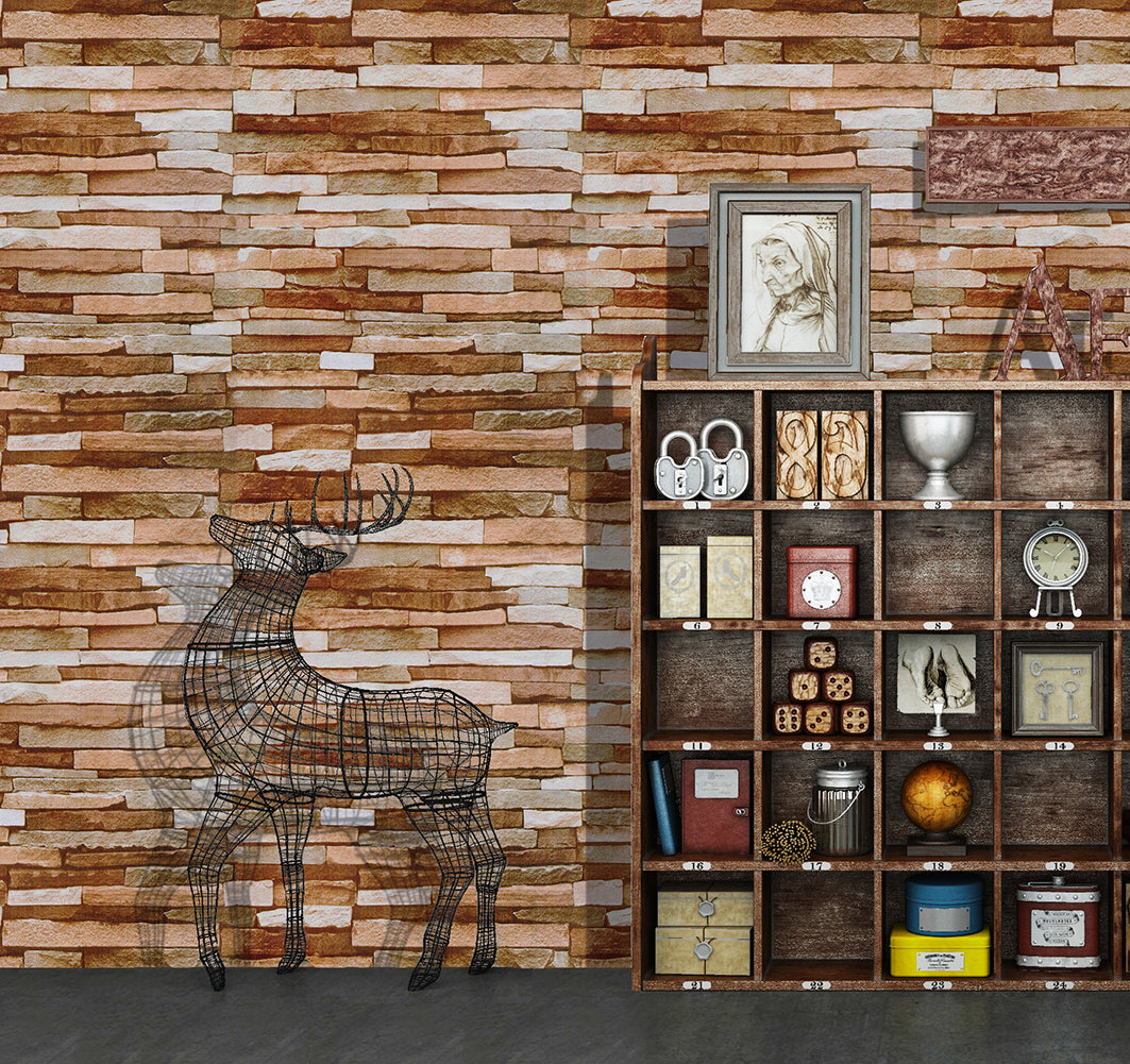 Stones And Bricks Imitation Peel and Stick Wallpaper