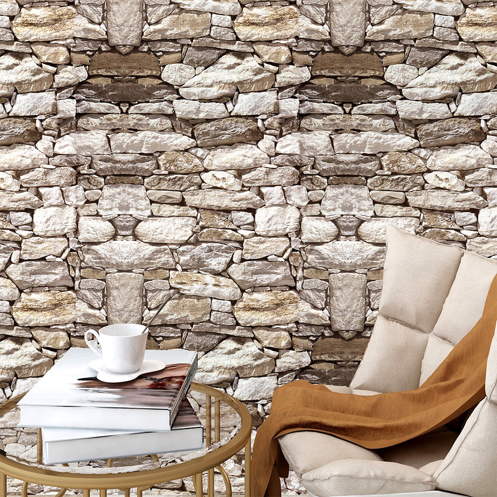 Stones And Bricks Imitation Peel and Stick Wallpaper