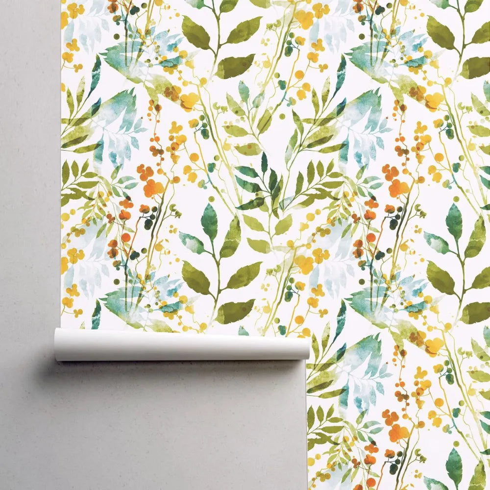 Watercolor Spring Herbs And Plants Wallpaper