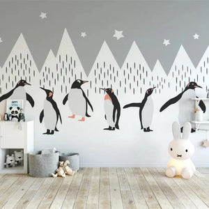 Arctic Penguins and Peaks Kids Room Wall Mural Wallpaper