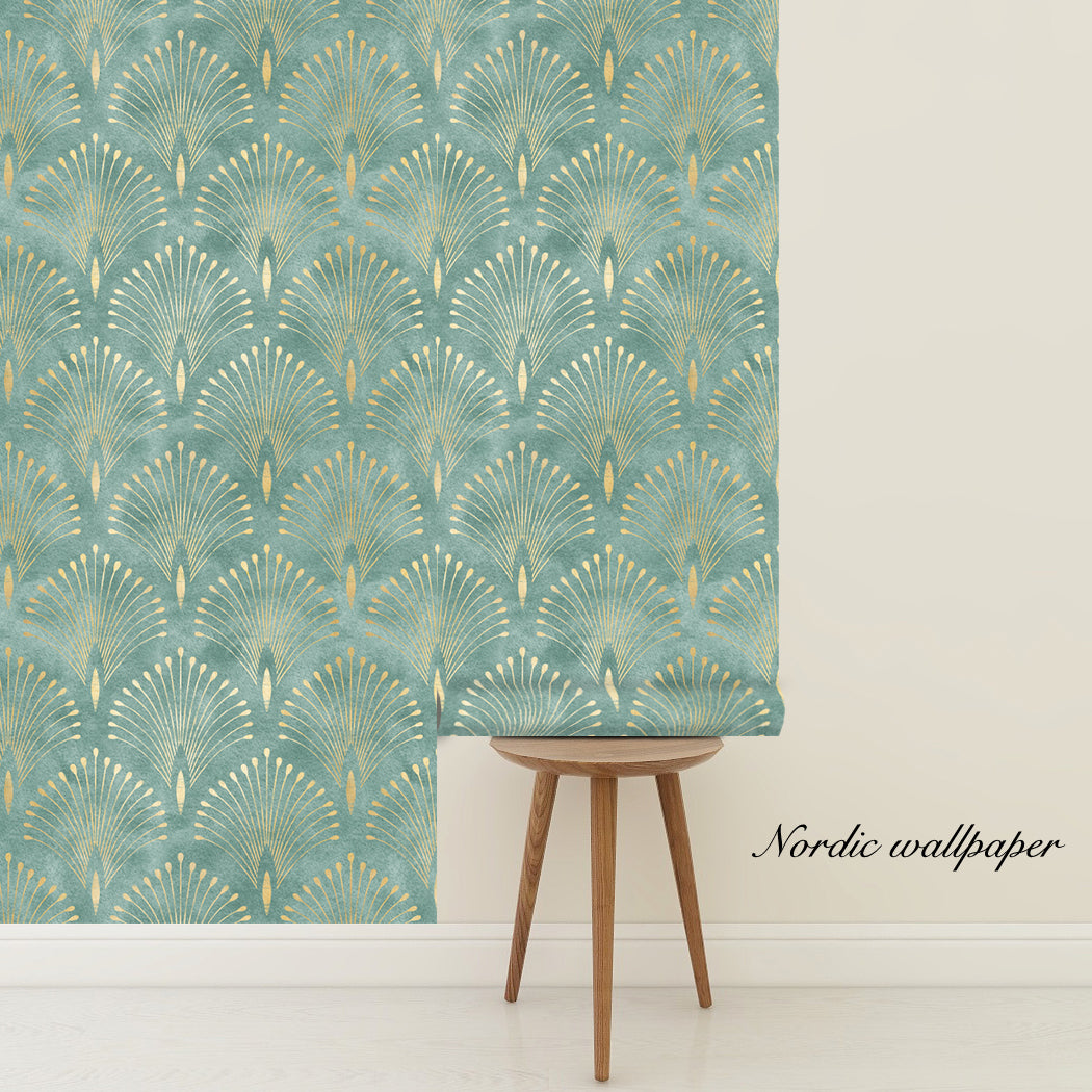 Geometric Bloom Green Self-Adhesive Wallpaper