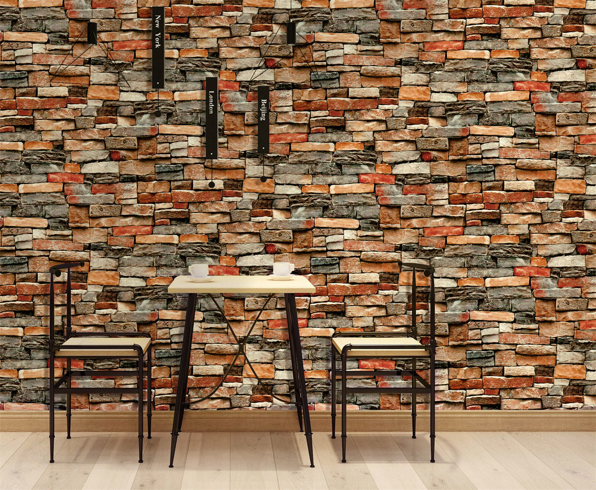 Stones And Bricks Imitation Peel and Stick Wallpaper