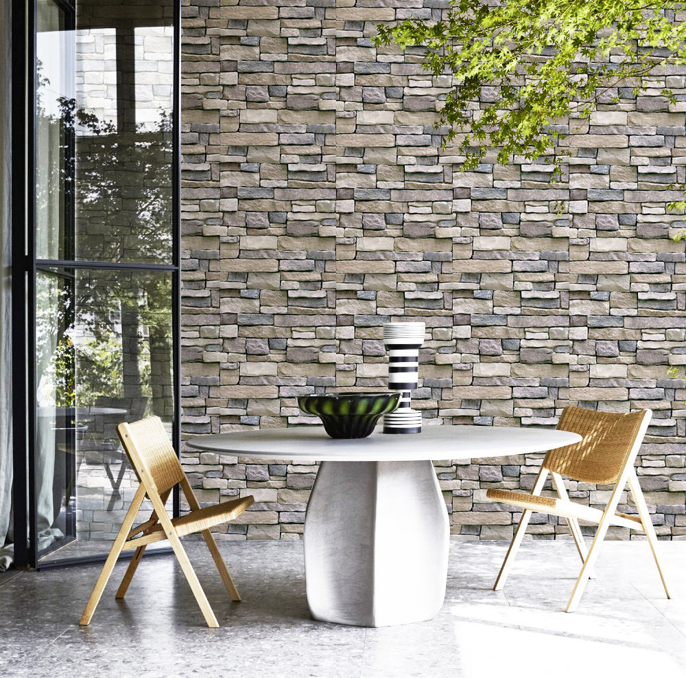 Stones And Bricks Imitation Peel and Stick Wallpaper