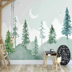 Nordic Forest Mountains Kids Wall Mural Wallpaper