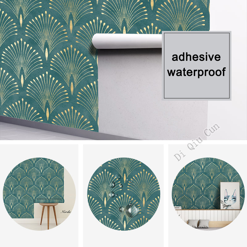 Geometric Bloom Green Self-Adhesive Wallpaper