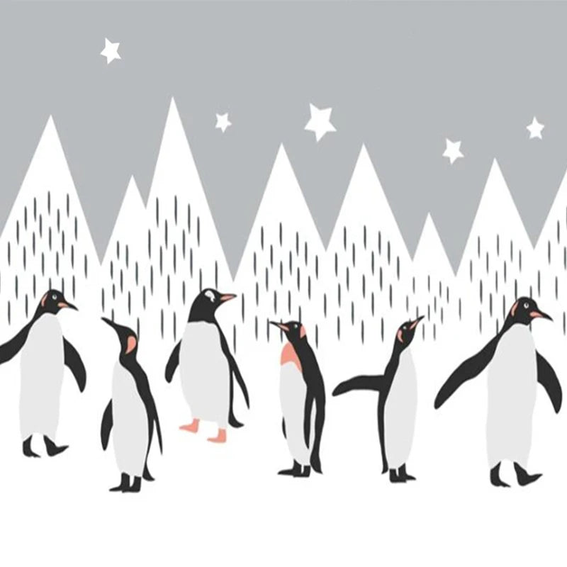 Arctic Penguins and Peaks Kids Room Wall Mural Wallpaper