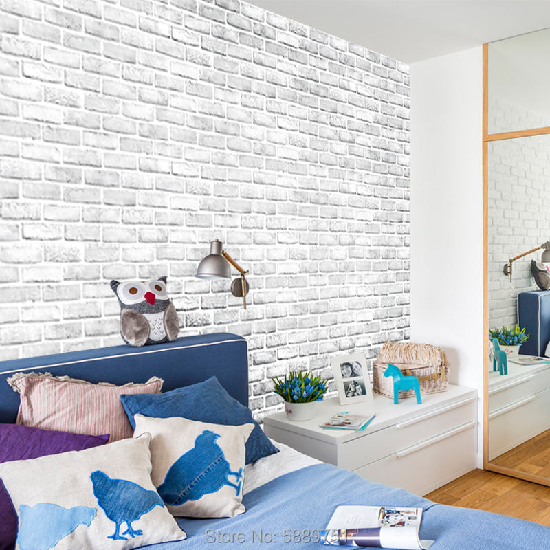White/Grey Brick Wall Self-Adhesive Wallpaper