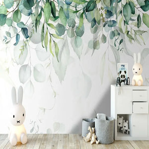 Watercolor Hanging Leaves Wall Mural Wallpaper