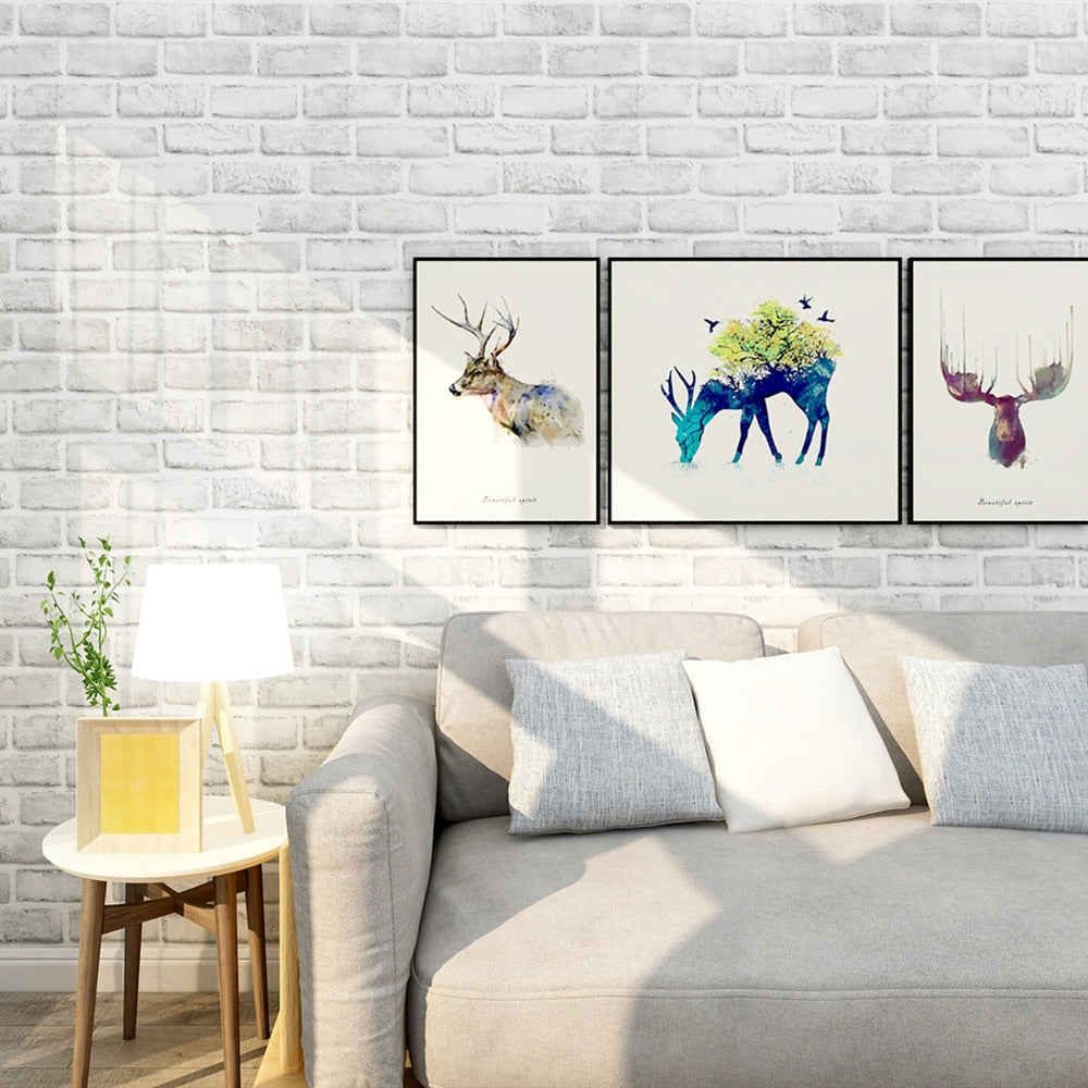 White/Grey Brick Wall Self-Adhesive Wallpaper